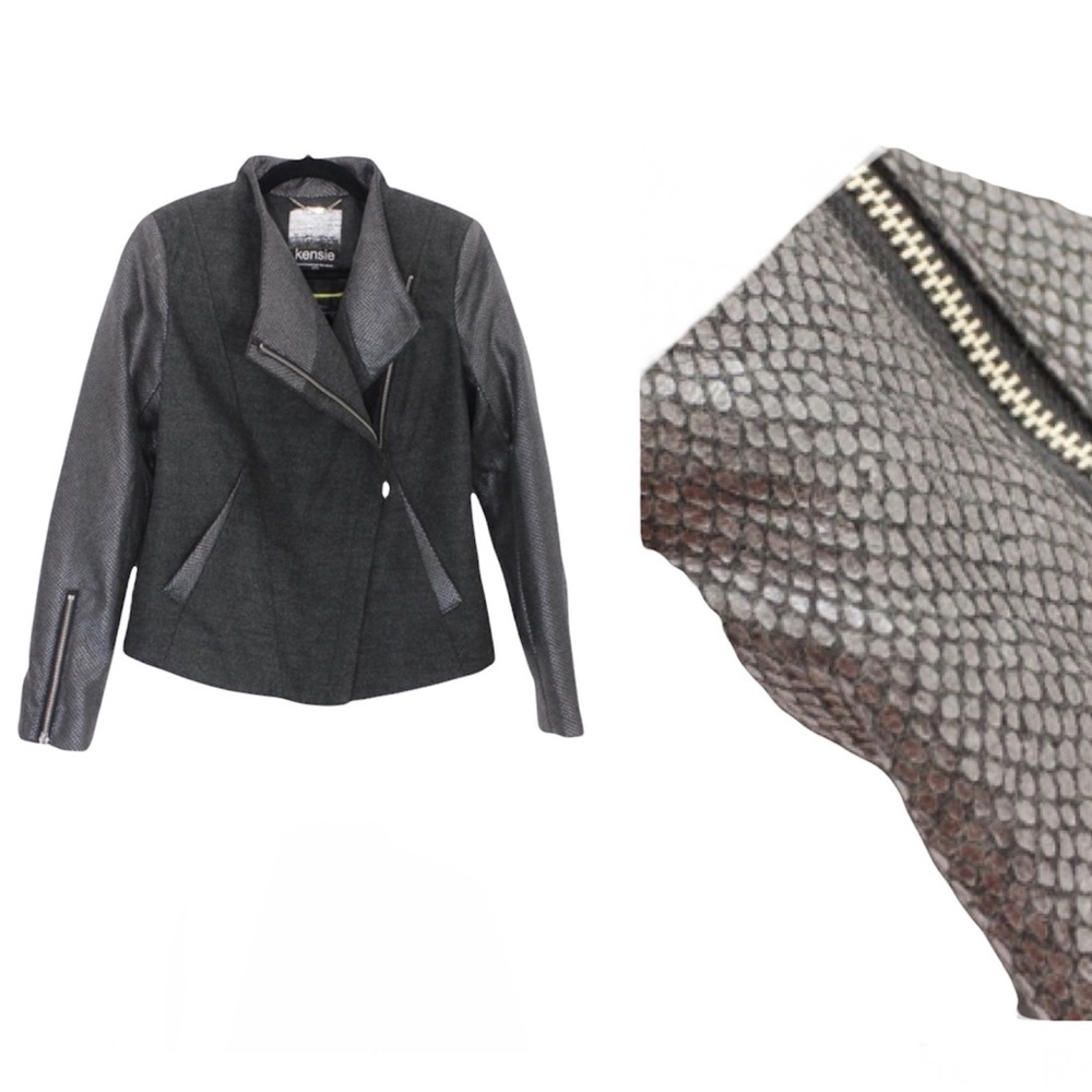 KENSIE NWOT Moto Jacket Snakeskin Print Fall Jacket Fall Coat XS
